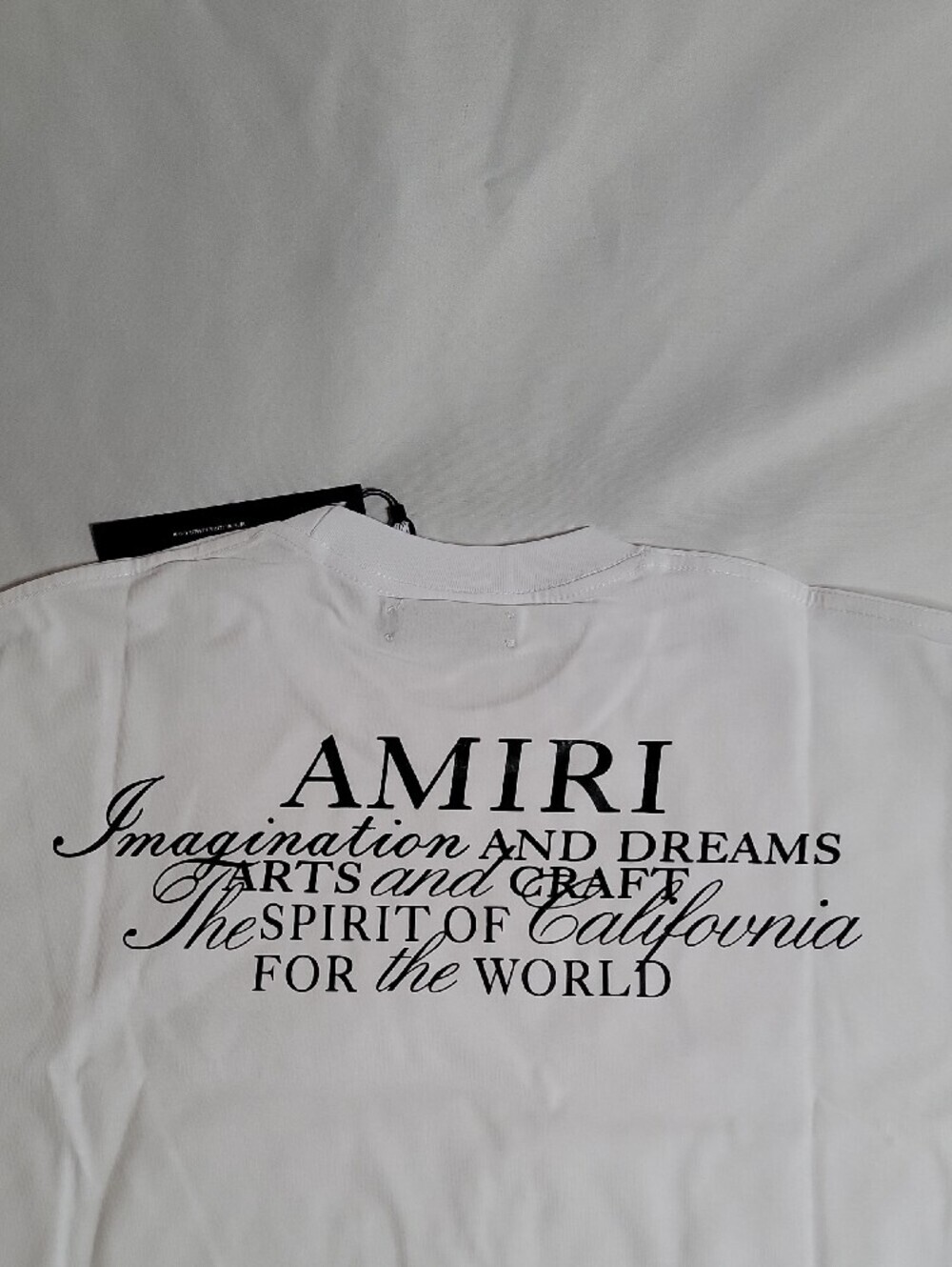 AMIRI White Short Sleeve T-Shirt with Black Chest Patch - Picture 5 of 5